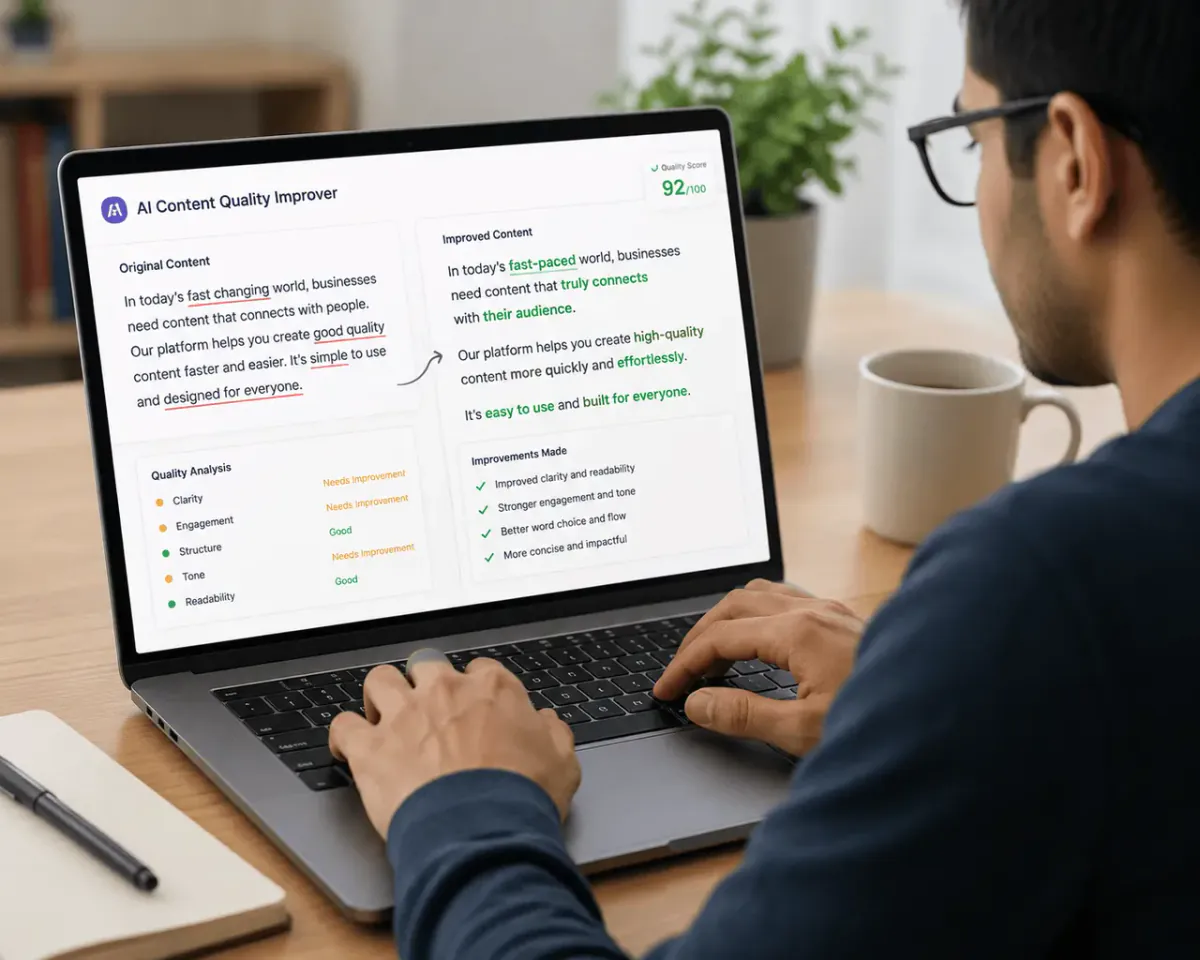 AI content quality improver helping improve writing quality