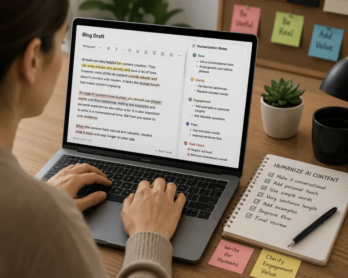 Digital interface showing AI content detection analysis on a blog post