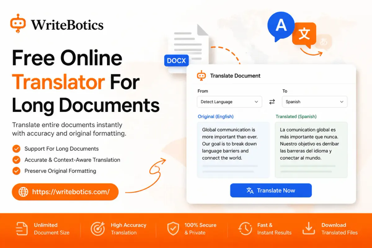 Free online translator workspace for translating long documents